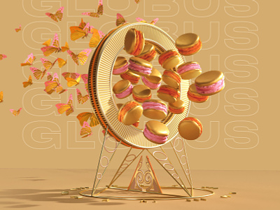 Globus Butterfly 3d apparel butterfly corona design fashion gold illustration portal render sweets