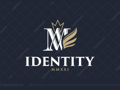 Aesthetic Wing Crown M A branding design logo