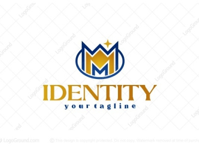 Letter M Royal Blue Gold Logo