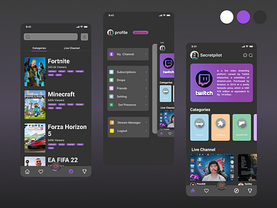 Re-Design Twitch app design design mobile streamer twitch ui uidesign uiux uiuxdesign uxdesign