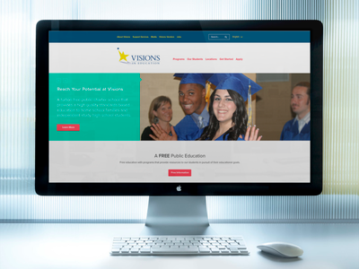 Visions Desktop blue design digital gear education photoshop proxima nova sacramento website wordpress yellow