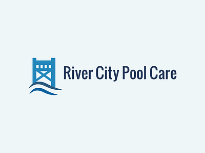 River City Pool Care Logo aqua branding bridge logo oswald pool river sacramento swim swimming typography water