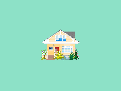 Craftsman Bungalow house pixel art