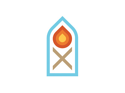 Campfire Badge badge brand camp campfire camping fire icon icon design identity logo logo design