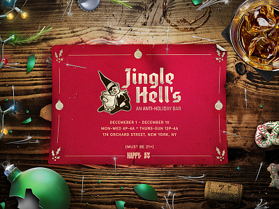 SYFY - Jingle Hell's - An Anti-Holiday Bar bar branding food graphic design identity menus poster