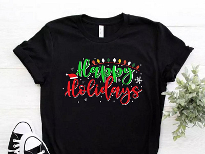 Happy Holidays Christmas T Shirt Designs bulk design etsy fiverr illustration logo merch by amazon merch by amazon shirts pod print on demand printful tee tshirt typography vector