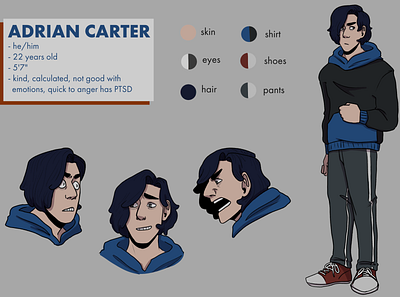 Character Sheet - Adrian Carter character design characterdesign digital art digital illustration illustration