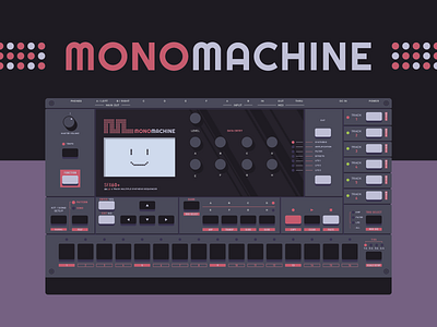 Monomachine buttons cute dark elektron equipment gear illustration illustrator minimal monomachine mpc music purple sequencer smiley synthesizer tech