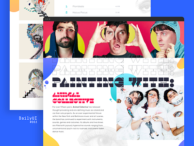 DailyUI #003 / Painting With: Animal Collective Landing Page