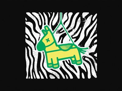 Piñata green illustration pattern pinata piñata print texture vector art yellow zebra