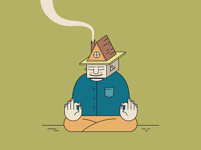 Forest Hermit cabin forest green hermit house meditate nature peace sitting smoke vector