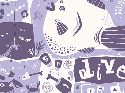 Fish poster progress fish hand drawn lettering illustration poster