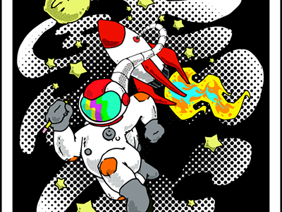 Poster Art detail astronaut halftone learning poster space student project