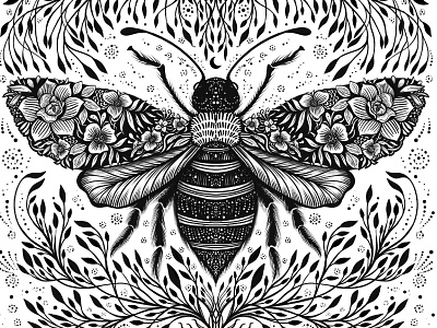 Queen Floral Bee art artwork bee botanical branding celestial design digital digital art drawing floral flower handmade illustration logo natural nature procreate procreate art surreal