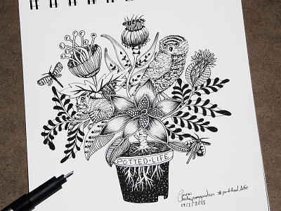 Potted Life animal art design drawing graphic hand drawn illustration life nature pen sketch sketchbook