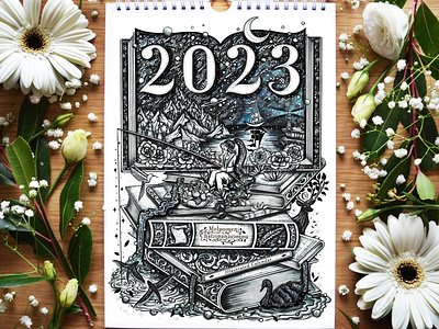 2023 Illustrated Wall Calendar 2023 art artwork bookcover books botanical branding calendar design drawing etsy floral flowers graphic design handmade illustration logo nature typography universe