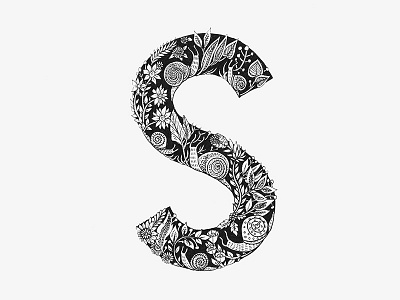 S is for Snails - Typography alphabet design floral flowers graphic design illustration letter logo logo mark nature type typography