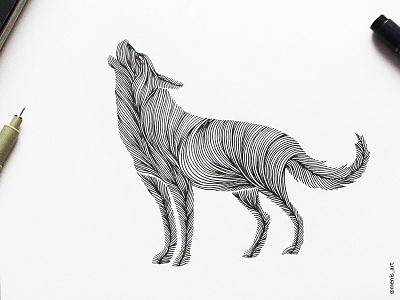 Animal Lines / Wolf animal art design doodle drawing handmade illustration lines logo pen wildanimal wolf