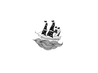 Sailing in the clouds art cloud design doodle drawing handmade illustration lines logo pen sea ship