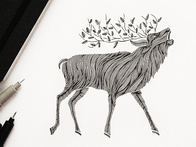 Animal Lines / Stag art artwork deer design doodle drawing handmade illustration lines logo pen stag
