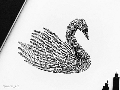 Animal Lines // Swan art bird design drawing flower handdrawn handmade illustration ink logo pen swan