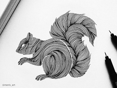 Animal Lines // Squirrel art design drawing flower handdrawn handmade illustration ink logo pen squirrel wild