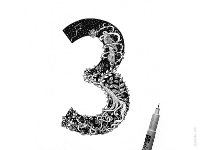 36 days type // ''3'' three 3 36daysoftype art drawing illustration ink letter logo pen three type typography