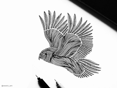 Animal Lines ''Owl'' animal art bird design doodle drawing illustration ink line logo owl pen