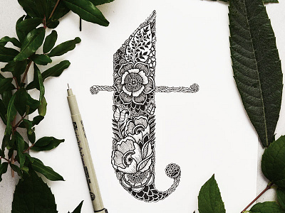 Lowercase floral ''t'' art design floral font graphic design handmade illustration nature type typography