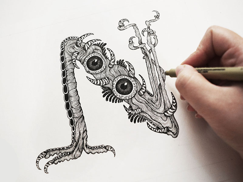 Hand draw font letter n vector illustration  CanStock