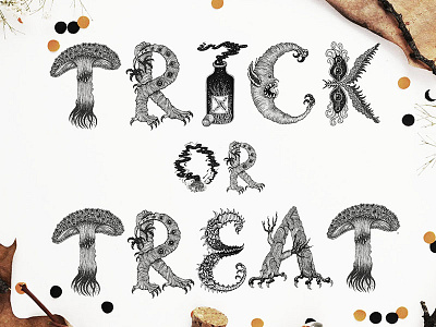 Trick or Treat ? art drawing fun graphic design halloween handmade illustration ink pen spooky type typography