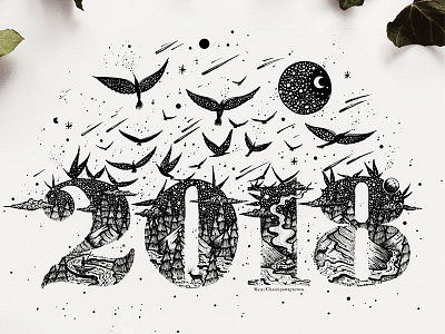 2018 2018 animal art black design graphic design illustration lettering logo nature type typography