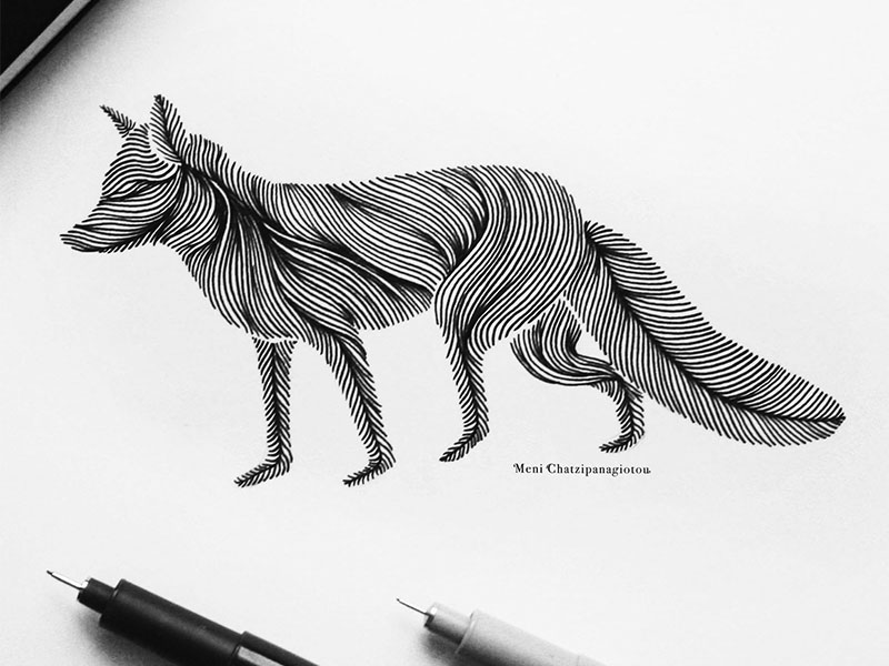Animal Lines // FOX by Melpomeni Chatzipanagiotou on Dribbble
