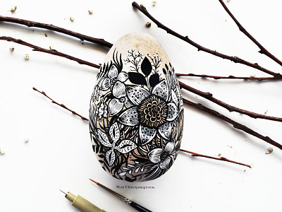 Floral Egg art botanical design drawing easter egg floral flowers handmade illustration nature pen art