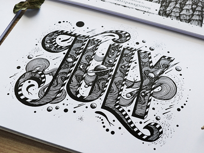 July art blackandwhite design drawing graphicdesign handlettering handmade illustration lettering lineart type typography