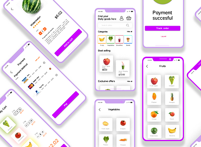 Ui/UX for healty food delivery app app design ui ux vector