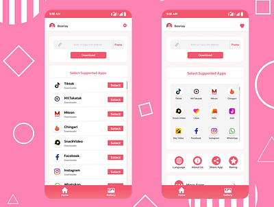 All in One Saver for Social Media aplications cute design mobile app design pink