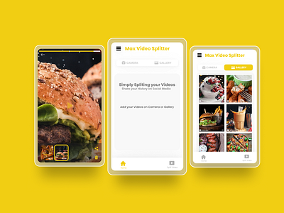 Max Video Spliter clean mobile mobile app mobile app design mockup yellow