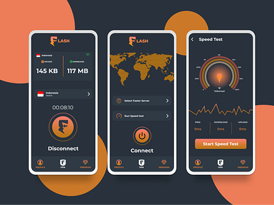 VPN Flash Master dark mobile app design mobile design mobile ui modern design