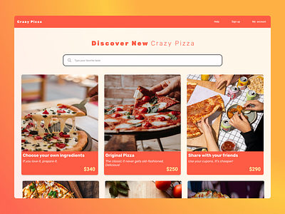 Landing Page Crazy Pizza dailyui ui web
