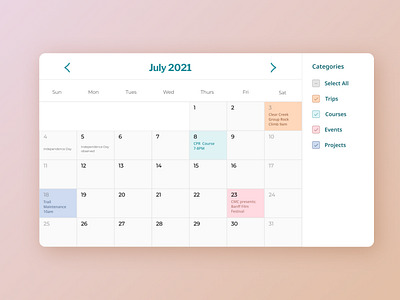 Simple Calendar Design by Hailey Jamieson on Dribbble