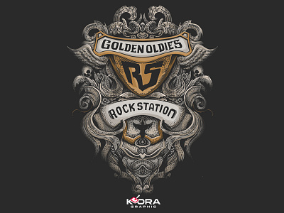 Rock Station Dribble adobe illustrator art dark design designs drawing goldenoldies graphic hand drawn illustration kooragraphic logo rockstation t shirt