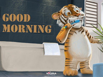 Busy Tiger in at the Morning adobe illustrator animals animation art branding creativedesigns designs drawing graphic design hand drawn illustration simpledesigns