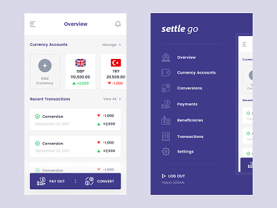 Settlego mobile app design overview bank currency converter currency exchange design finance app interace ios mobile mobile app mobileappdesign ui ui mobile ux