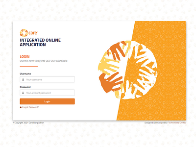 Login Page Design for IOA for Care Bangladesh login page design web design