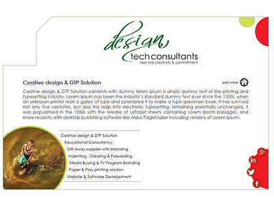 Web Development for DesignTech Consultants - Content Page absolute positioning cricular slider green web design white