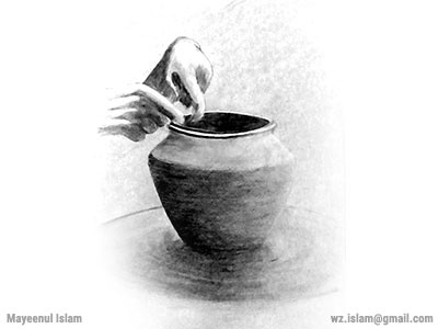 Pottery black pencil sketch white