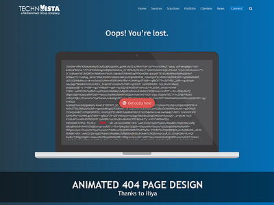Animated 404 page design for TechnoVista Limited 404 404 error 404 error page animated 404