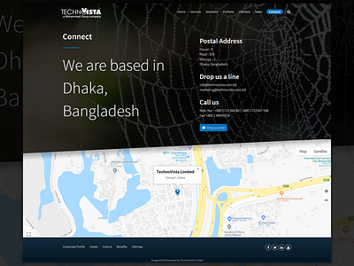 Contact Page Design for Technovista Limited black connect page contact page maps