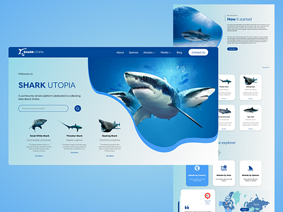 SHARK UTOPIA branding design figma illustration ui design website